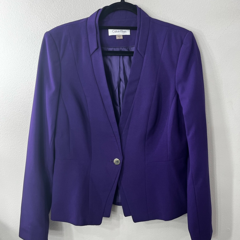 Calvin Klein Deep Purple Women's Single-Button Blazer